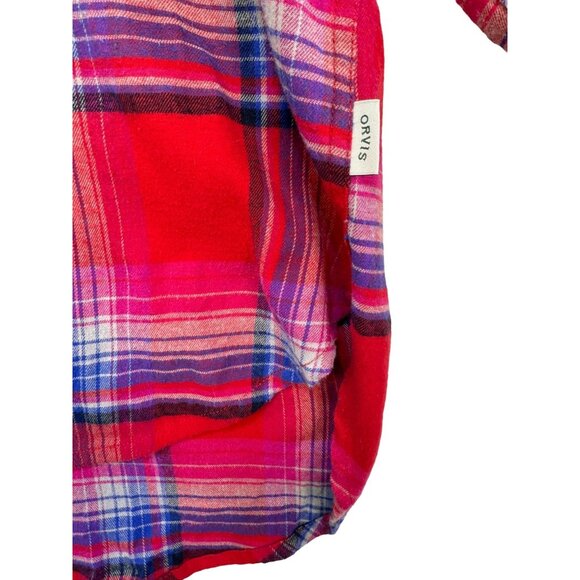 Orvis Womens Flannel Plaid Button-Up Long Sleeve Shirt XL Red Blue - Picture 3 of 10